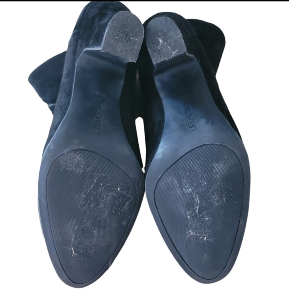 Nine West Black Suede Heeled Booties 10.5 - Picture 4 of 5